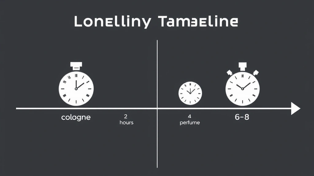 what is the difference between cologne and perfume - 
Timeline graphic showing longevity comparison: cologne 2-4 hours vs perfume 6-8