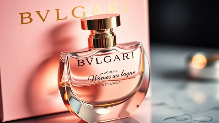women's bvlgari cologne - Close-up of a Bvlgari women's cologne bottle with elegant packaging, luxury aest