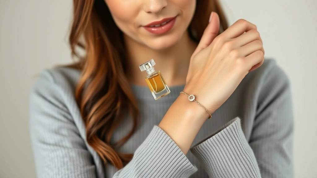 women's fragrance with musk -
Woman applying fragrance to pulse point on wrist, natural lighting, showing app