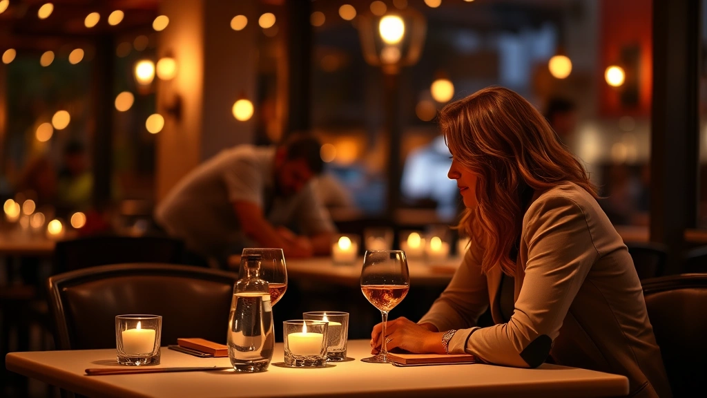 woody floral musk fragrance -
Evening date scenario with couple at restaurant table, woman wearing woody flor