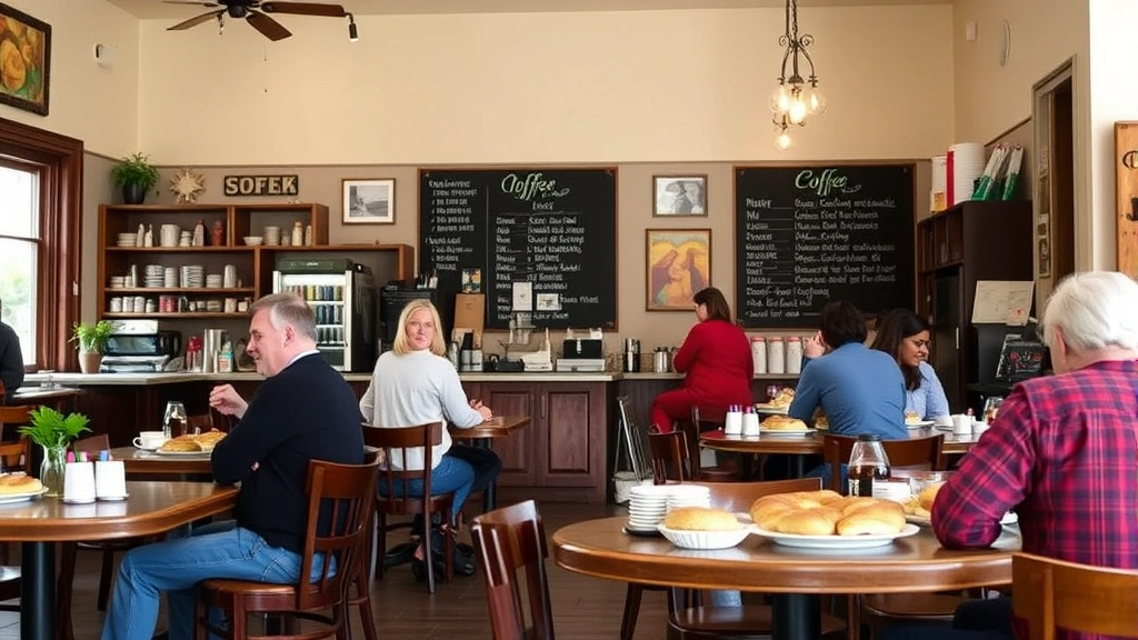 city of cologne mn -
Cozy local coffee shop interior in City of Cologne Minnesota with customers enj