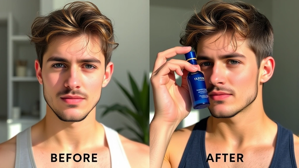 cobalt cologne - 
Side-by-side comparison showing confidence boost transformation: before and aft