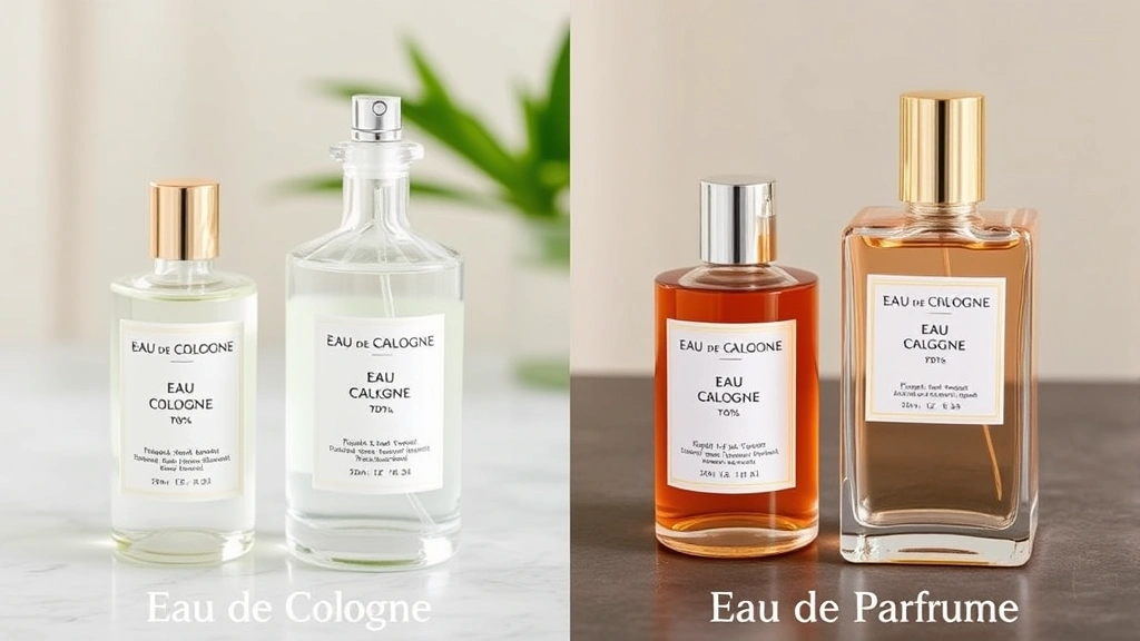 cologne capital - 
Split-screen comparison showing Eau de Cologne vs Eau de Parfum bottles with co