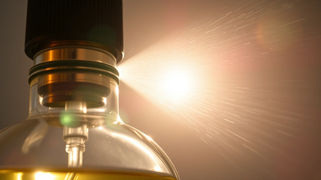 cologne english laundry - 
Close-up of cologne bottle spray mechanism with morning sunlight creating lens 