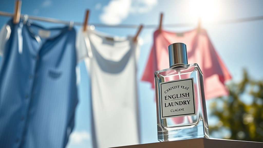 cologne english laundry - 
Fresh laundry hanging on clothesline with English Laundry cologne bottle in for