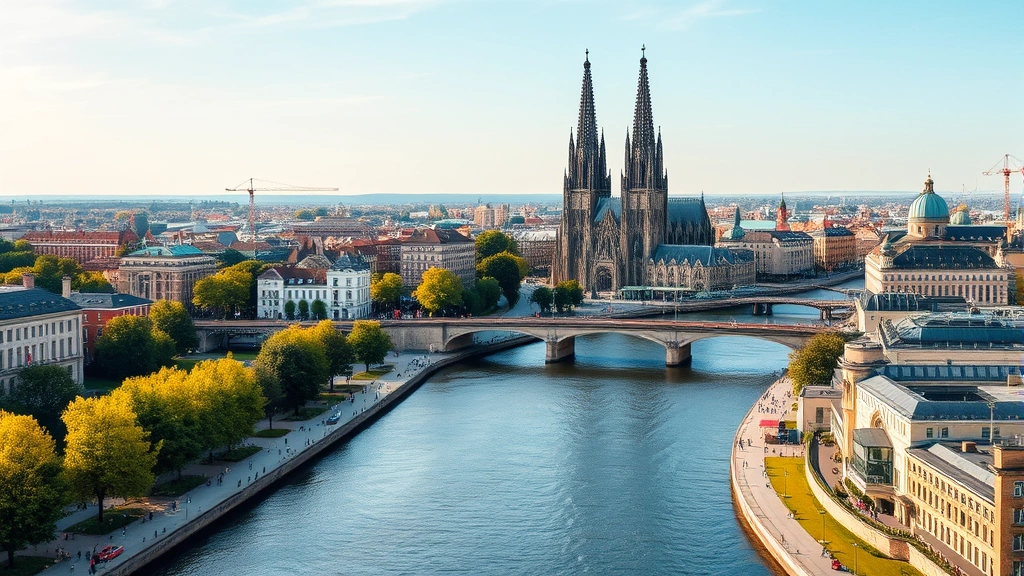 cologne germany attractions - 
Aerial view of Cologne showing cathedral, bridge, river, and museum district wi