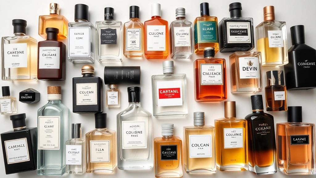 cologne insurrection - 
A flat lay arrangement of various cologne and fragrance bottles in different si