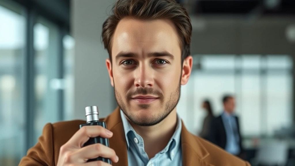 cologne lyrics - 
Split-screen showing confident person wearing cologne in professional setting v