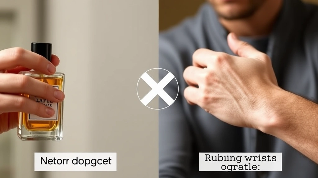 cologne molecule - 
Split-screen comparison showing proper cologne application on left versus rubbi