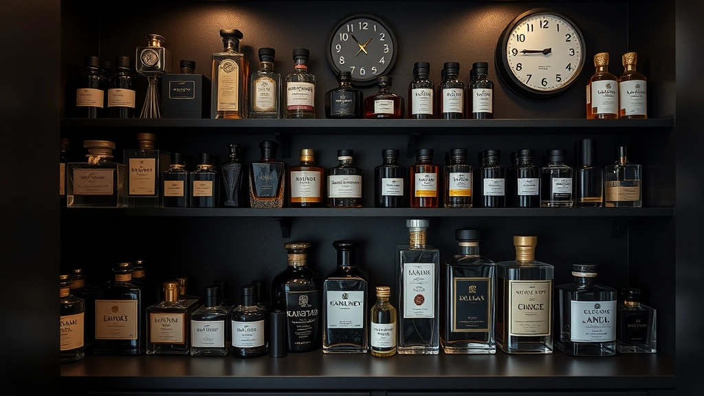 cologne obsession - 
Organized fragrance collection in a cool dark storage space with temperature co