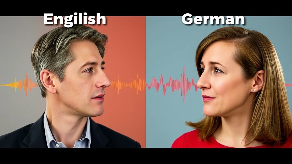 cologne pronunciation - 
Split-screen comparison of English vs German pronunciation with audio wave visu