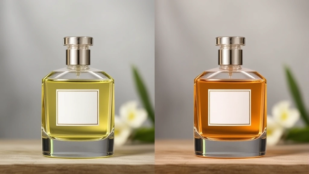 crown cologne - 
Split-screen comparison of fragrance layering technique with two complementary 