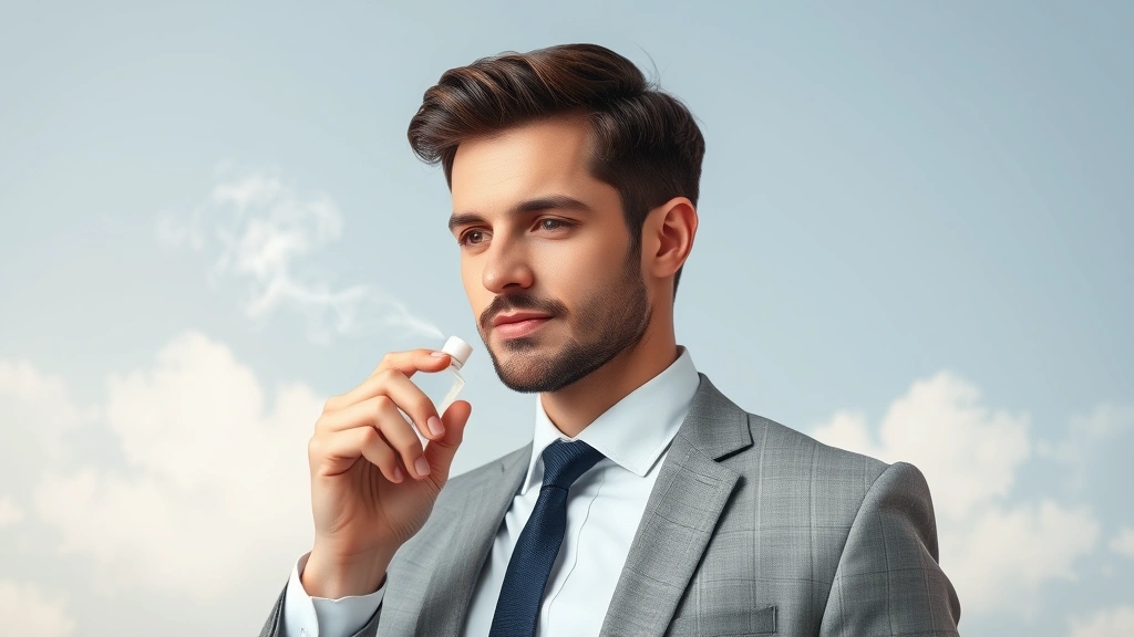 cupix cologne - 
Professional man wearing business casual outfit with subtle fragrance cloud vis