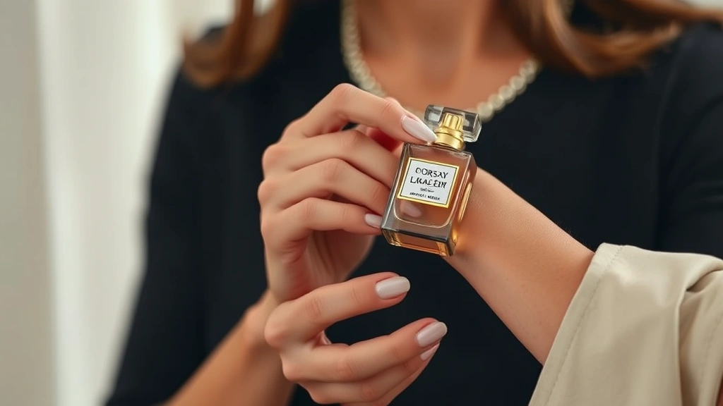 d'orsay fragrance - 
Woman applying D’Orsay fragrance to wrist pulse point, close-up of elegan