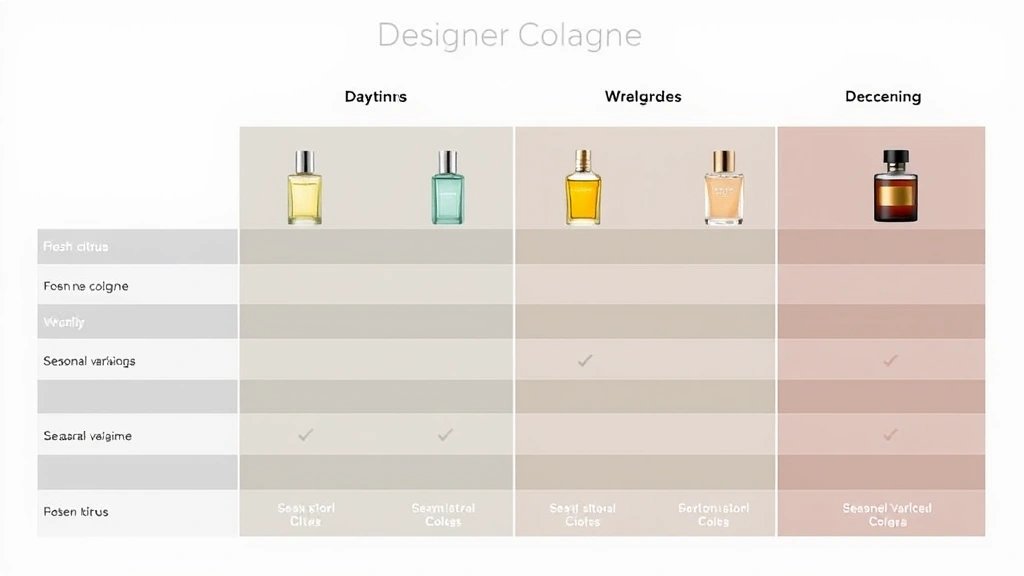 designer cologne - 
Comparison grid showing different designer cologne types and occasions—fresh ci