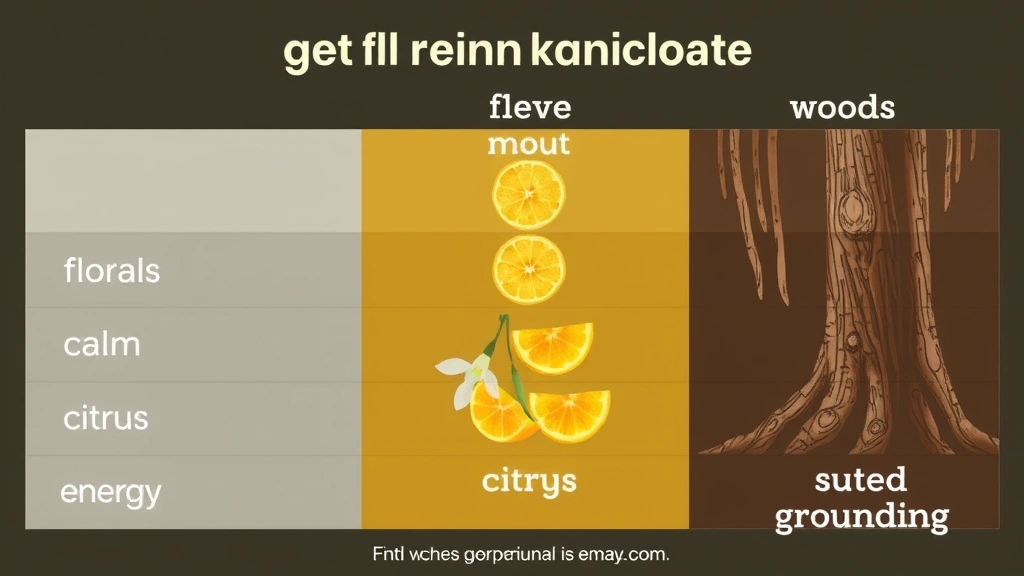 divine fragrances -
Comparison chart showing different fragrance families and their mood benefits: