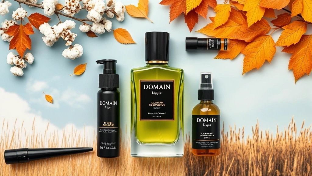 domain cologne -
Flatlay of domain cologne bottle with complementary grooming products, seasonal