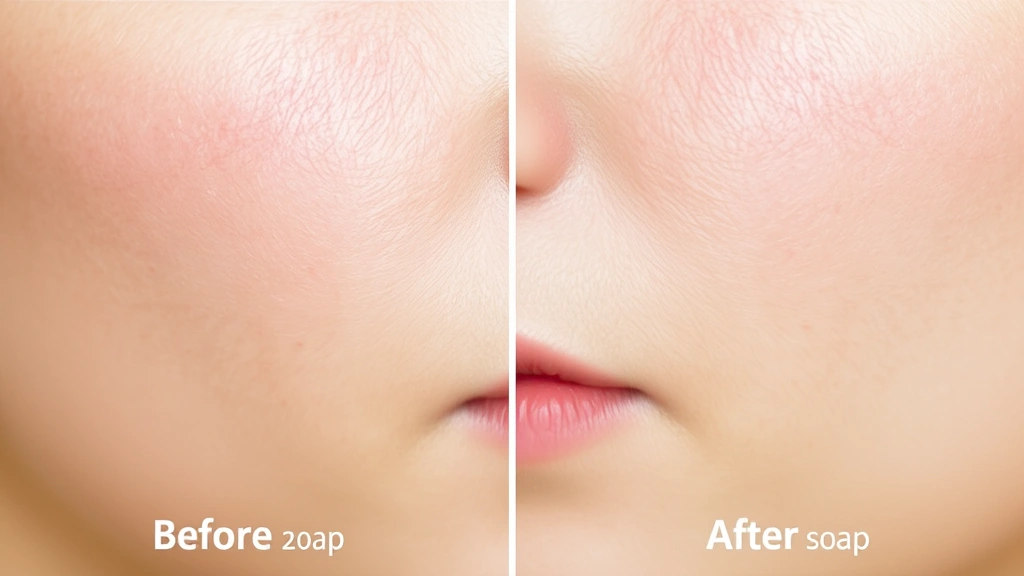 dove soap no fragrance - 
Close-up of sensitive skin texture before and after using fragrance-free soap, 