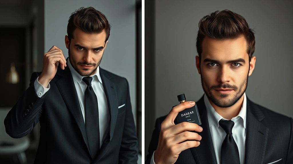 drakkar noir fragrance -
Before-and-after style comparison showing man’s confident posture after a