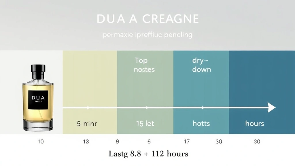 dua cologne - 
Infographic showing dua cologne performance timeline: top notes at 5 min, heart