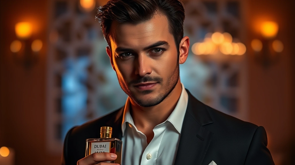 dubai cologne for men -
Man in formal evening attire wearing Dubai cologne, confident expression, subtl