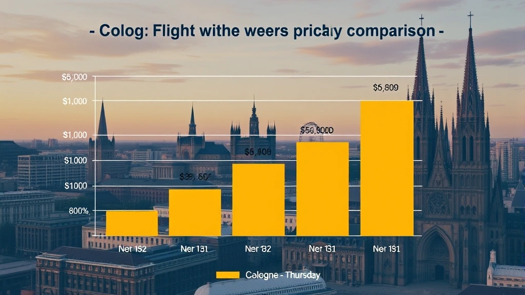 flights to cologne germany - 
Day-of-week pricing comparison bar chart showing Tuesday-Thursday costs versus 