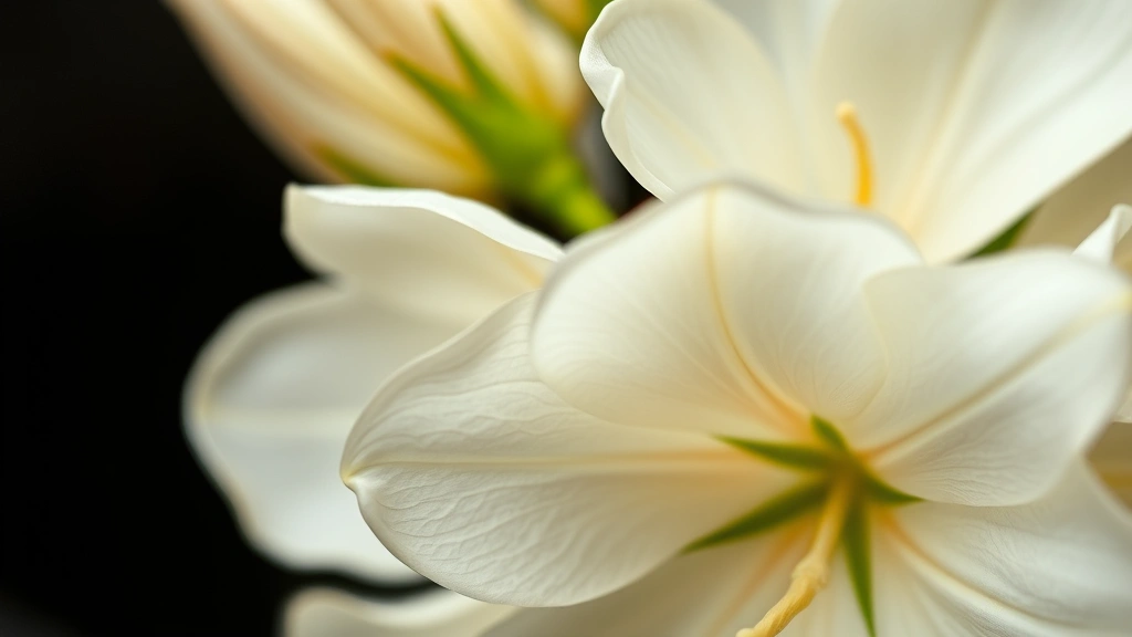 fracas fragrance -
Close-up macro photography of tuberose flowers in full bloom, showing the cream