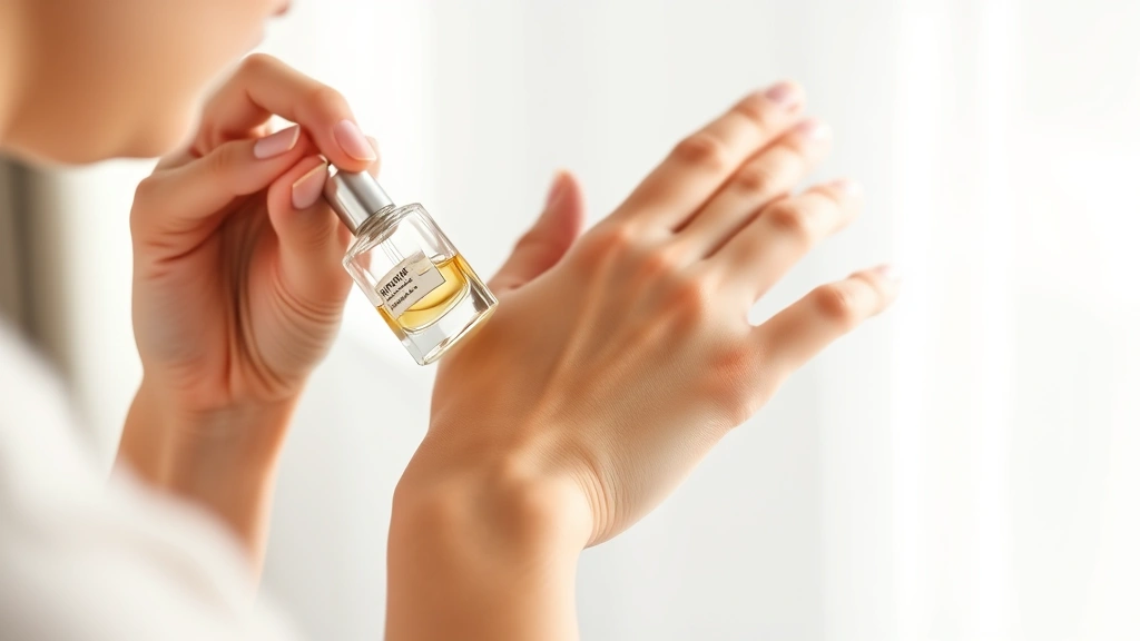 fragrance collection - 
Person applying fragrance to pulse points on wrist and neck with proper applica