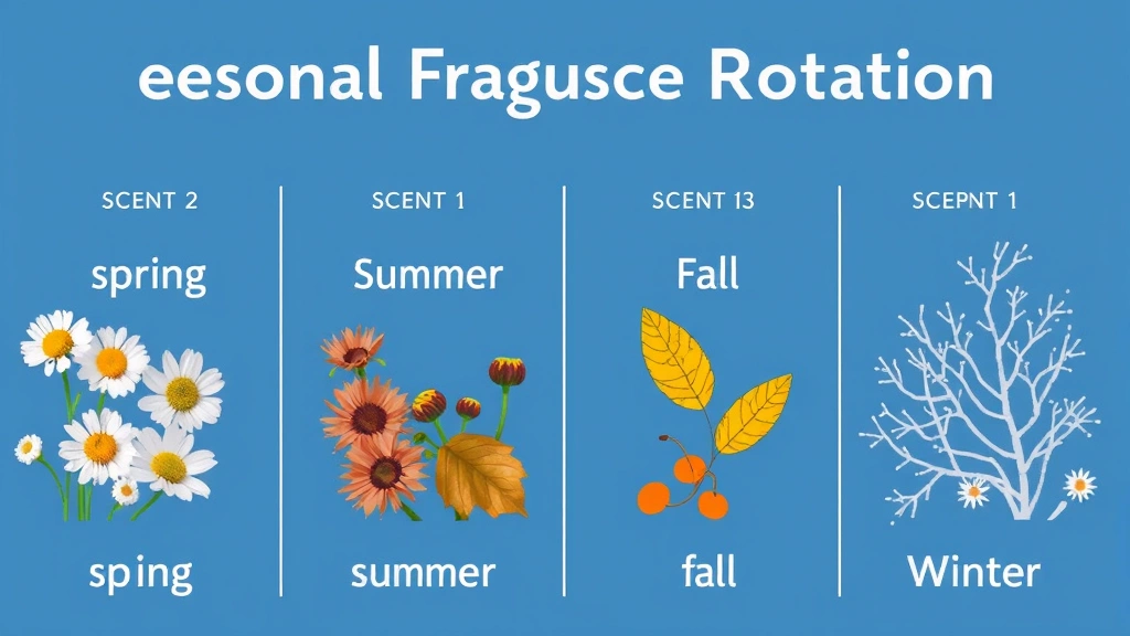 fragrance collection - 
Seasonal fragrance rotation visual showing different scents for spring, summer,