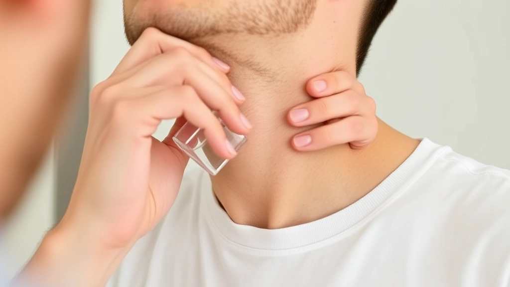 fragrance drakkar noir - 
Man applying cologne to neck pulse point demonstrating proper application techn