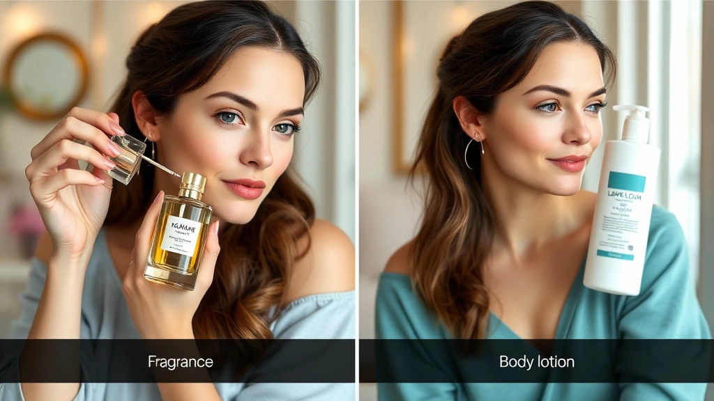 fragrance fame -
Split-screen showing fragrance application technique on left side and layering