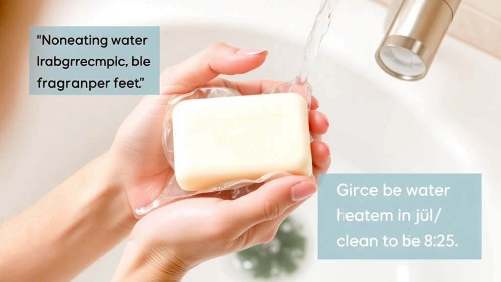 fragrance free bar soap -
Person applying fragrance free bar soap with lukewarm water, showing proper wat